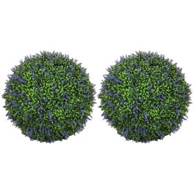 2 PCS 16.5" Topiary Balls Lavender Topiary Plants, Faux Topiaries Indoor Outdoor Fake Plants for Home Decor