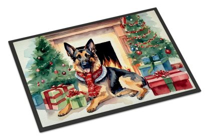 NEW German Shepherd Cozy Christmas Doormat Front Door Mat Indoor Outdoor Rugs for Entryway, Non Slip Washable Low Pile, 18H X 27W