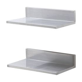 VEVOR 8.6" x 16" Stainless Steel Shelf, Wall Mounted Floating Shelving with Backsplash, 44 lbs Load Capacity Commercial Shelves