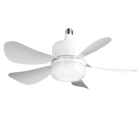 1Pc Socket Fan Light 12W Ceiling Fan With Lights Dimmable LED Ceiling Fan With 3 Fan Speed Stepless Brightness And Color Temperature Smart Timer (Option: white)