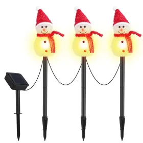 1Pc Solar Powered Lamp 3 Snowmen Outdoor Decorative Christmas Lamp Garden Stake Light IP55 Waterproof Santa Landscape Light Warm White LED Lighti (Option: StakeLight)