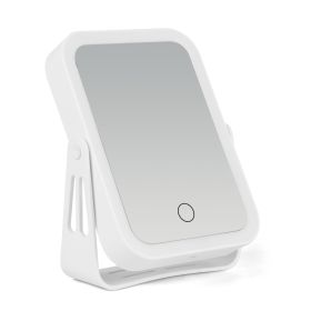 1Pc 10X Magnifying Lighted Makeup Mirror Double Sided Travel Makeup Mirror With 3 Light Colors Touch Screen USB Rechargeable (Option: white)